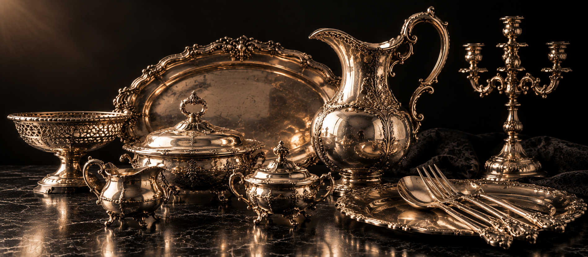 Colección de piezas antiguas de plata